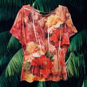 B.L.E.U. brand, cold shoulder top with elastic waist size M.